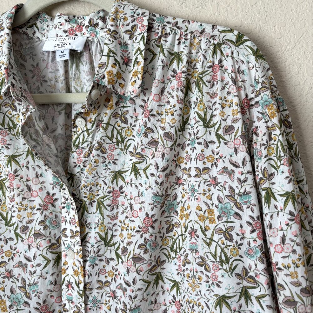 J. Crew Puff-Sleeve Mini Shirt-Dress in Liberty® Tapestry Floral - Picture 3 of 12